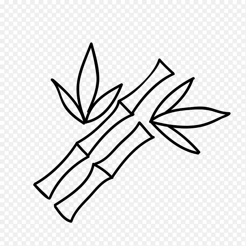 手绘线条竹子和竹叶