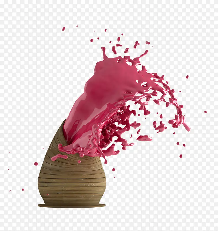 木瓶飞溅粉红色油墨
