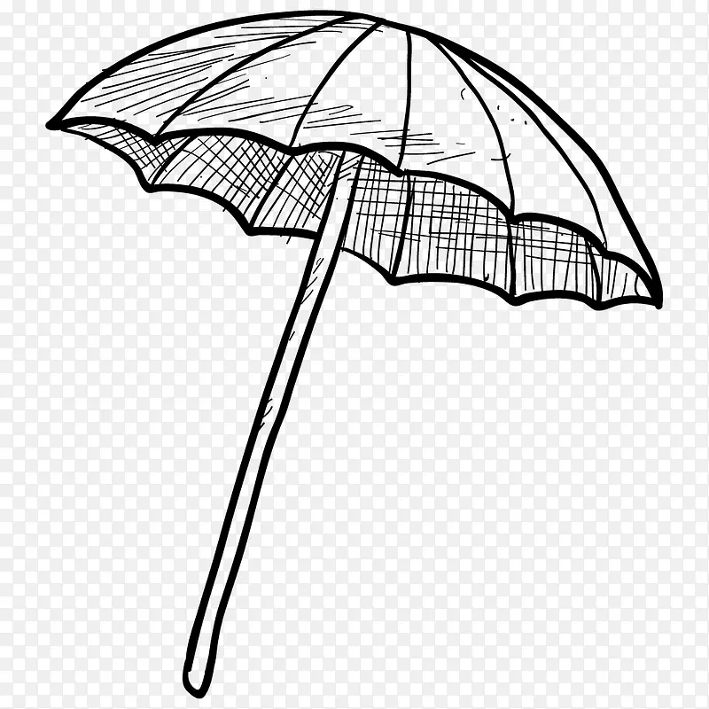 手绘素描雨伞png