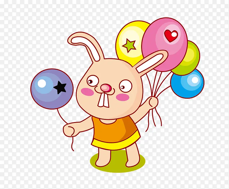 矢量卡通简洁扁平化拿气球的小猪