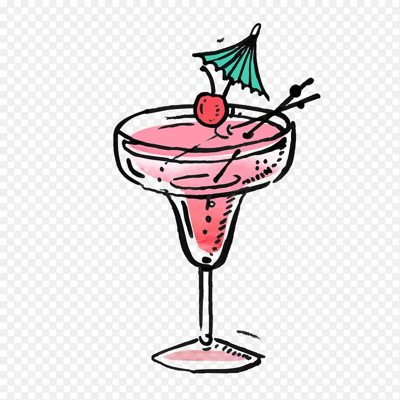 粉色鸡尾酒饮料矢量图
