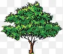 绿色手绘高大树木