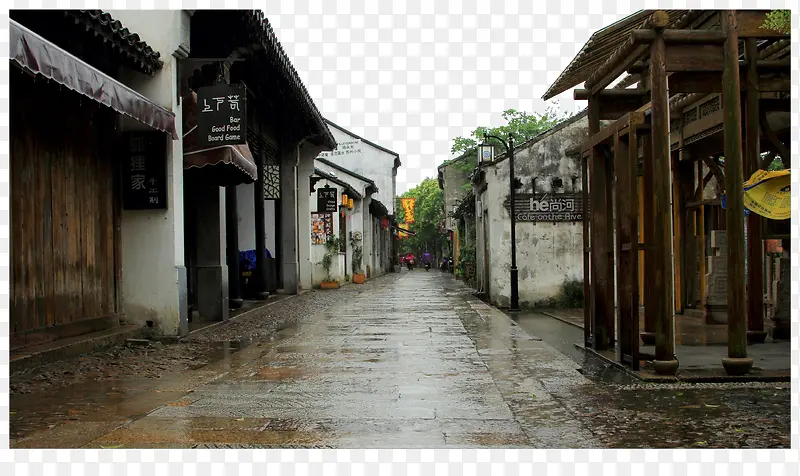 雨中老街雨巷