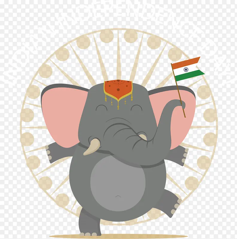 卡通印度独立日大象