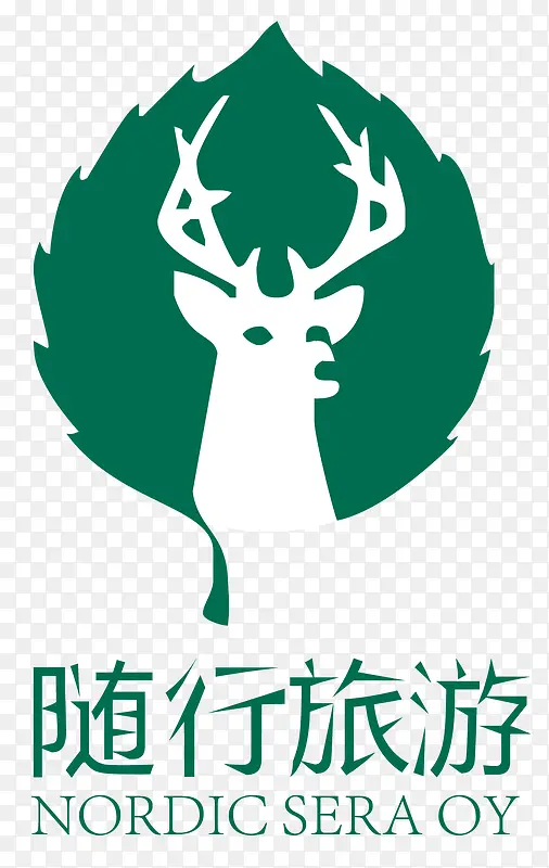 小鹿与树叶logo设计