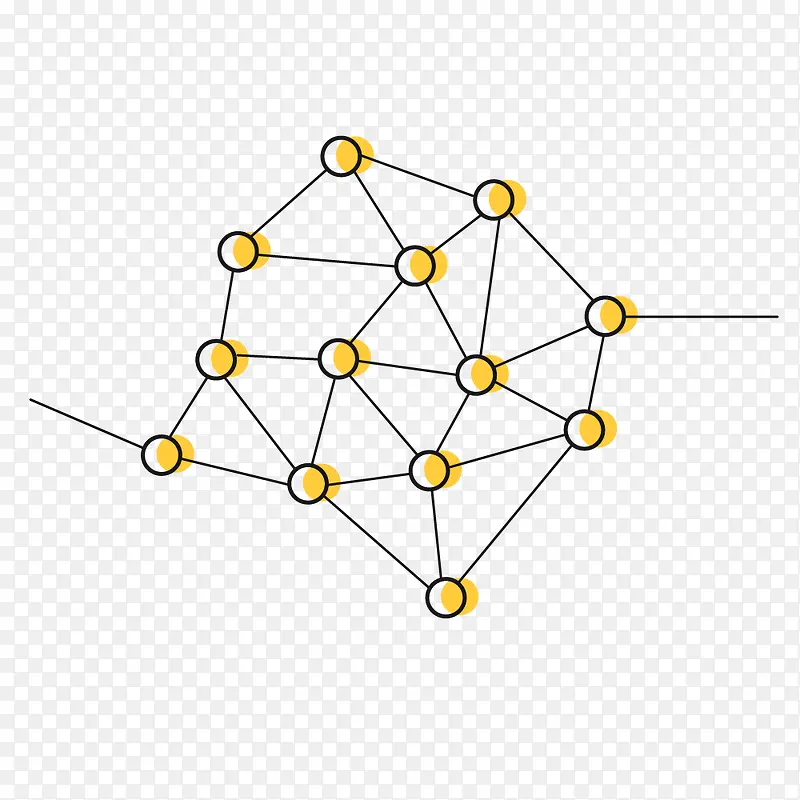 手绘黄色点和线素材