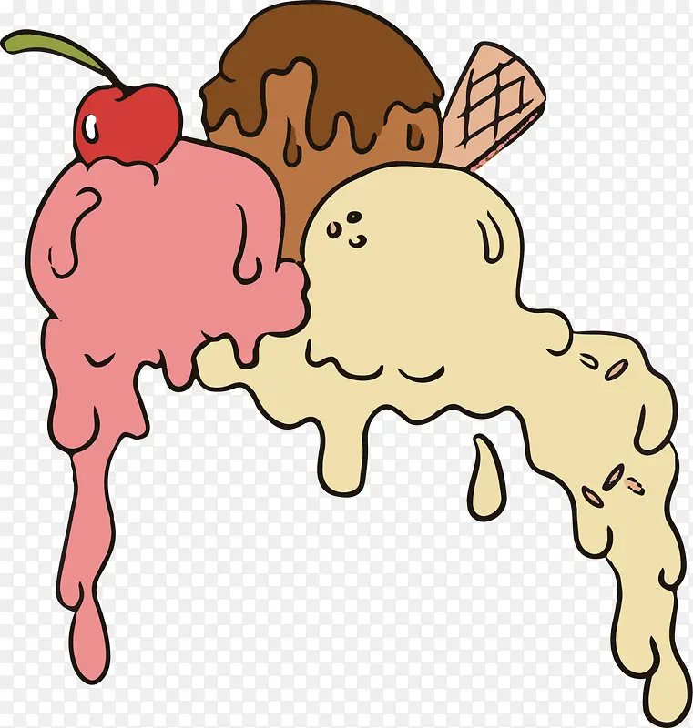 彩色卡通融化冰淇淋