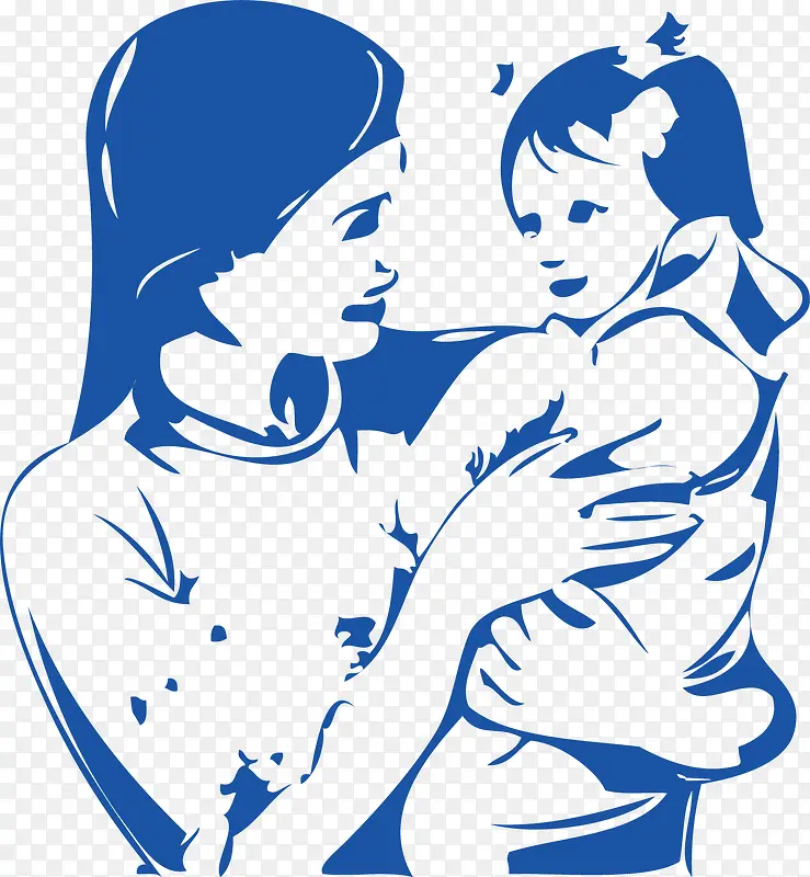 矢量手绘抱着婴儿的妇女