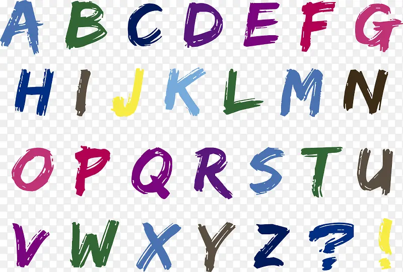 彩色手写英文字母