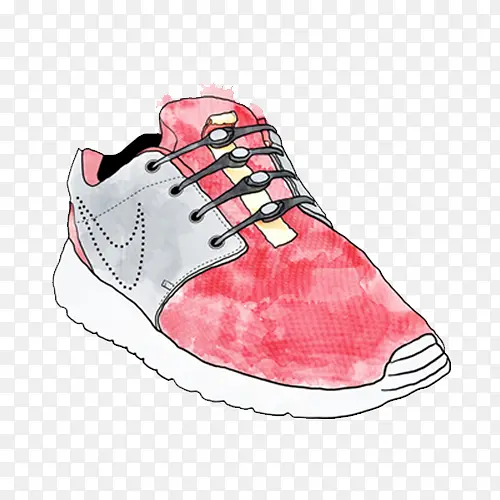 手绘水彩粉红色鞋子