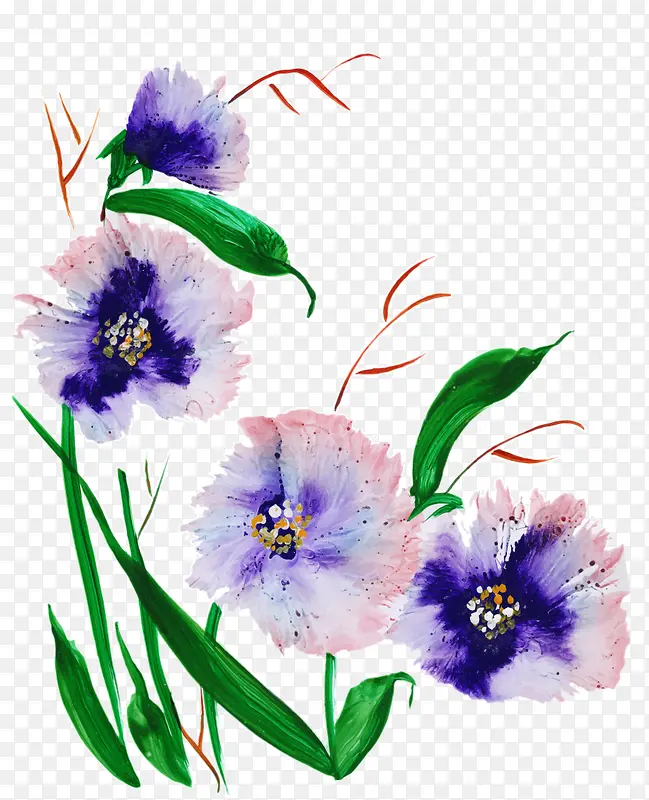 卡通手绘紫色水仙花