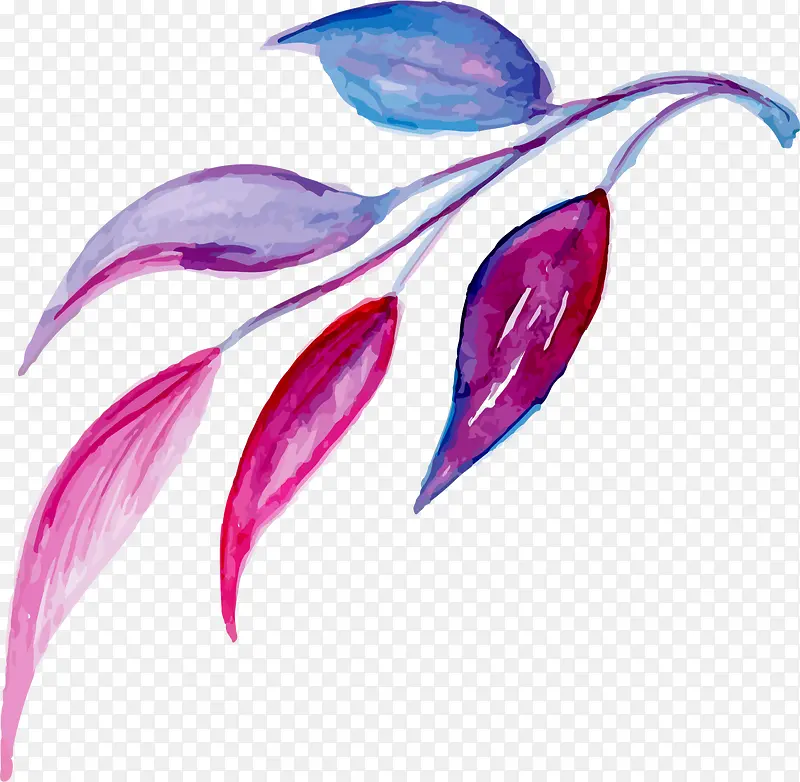 手绘紫色树叶