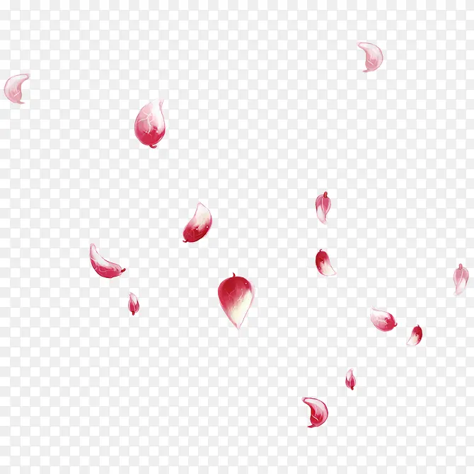 红色手绘花瓣漂浮素材
