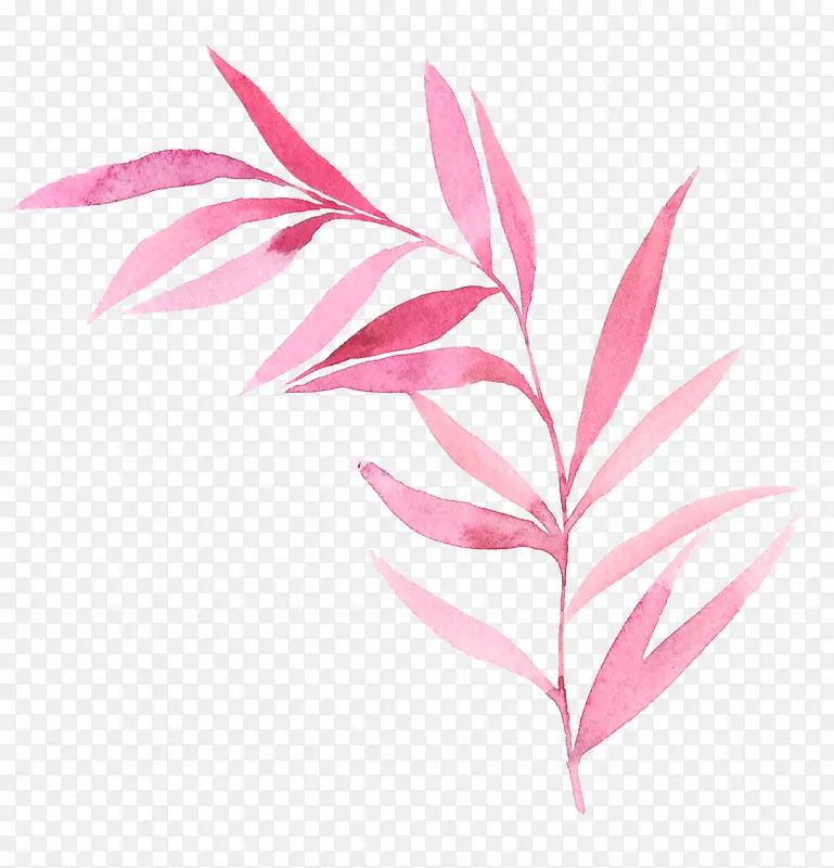 水彩手绘紫色树叶