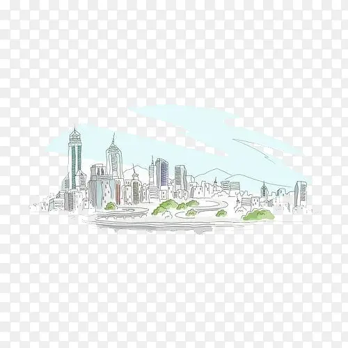 卡通城市简笔