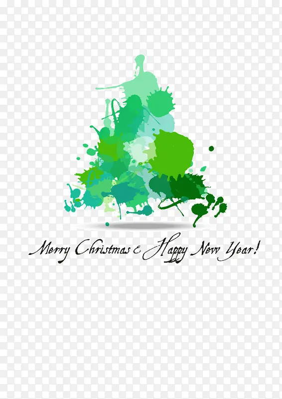 绿色水彩圣诞树矢量图