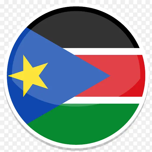 南苏丹平圆世界国旗图标集