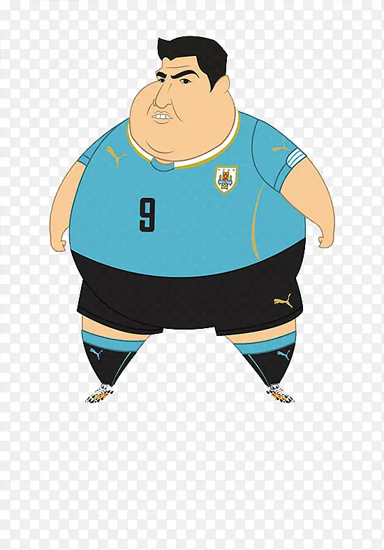 蓝色肥胖足球员