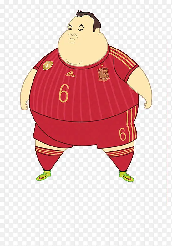 红色肥胖足球员