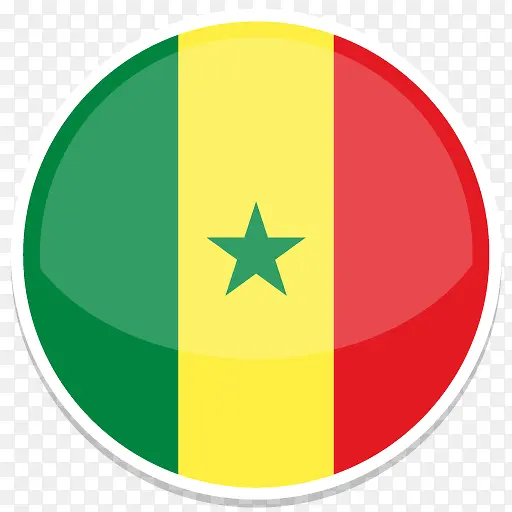 塞内加尔平圆世界国旗图标集
