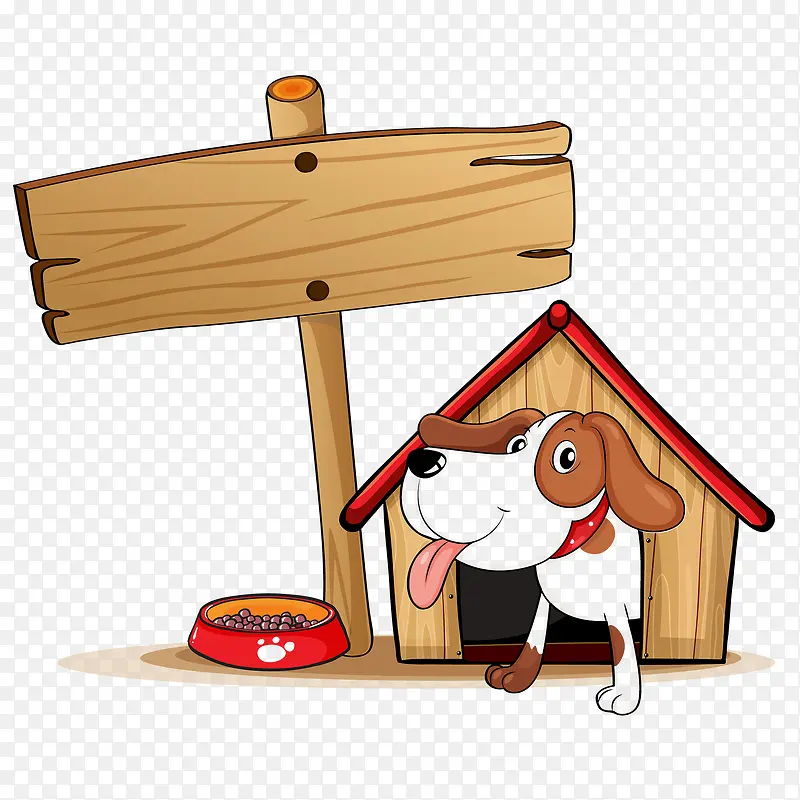 住在小木屋里的可爱卡通狗