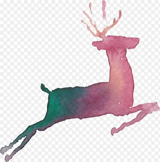 手绘奔跑的鹿