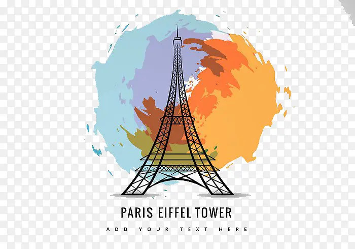 巴黎埃菲尔铁塔抽象矢量设计油渍