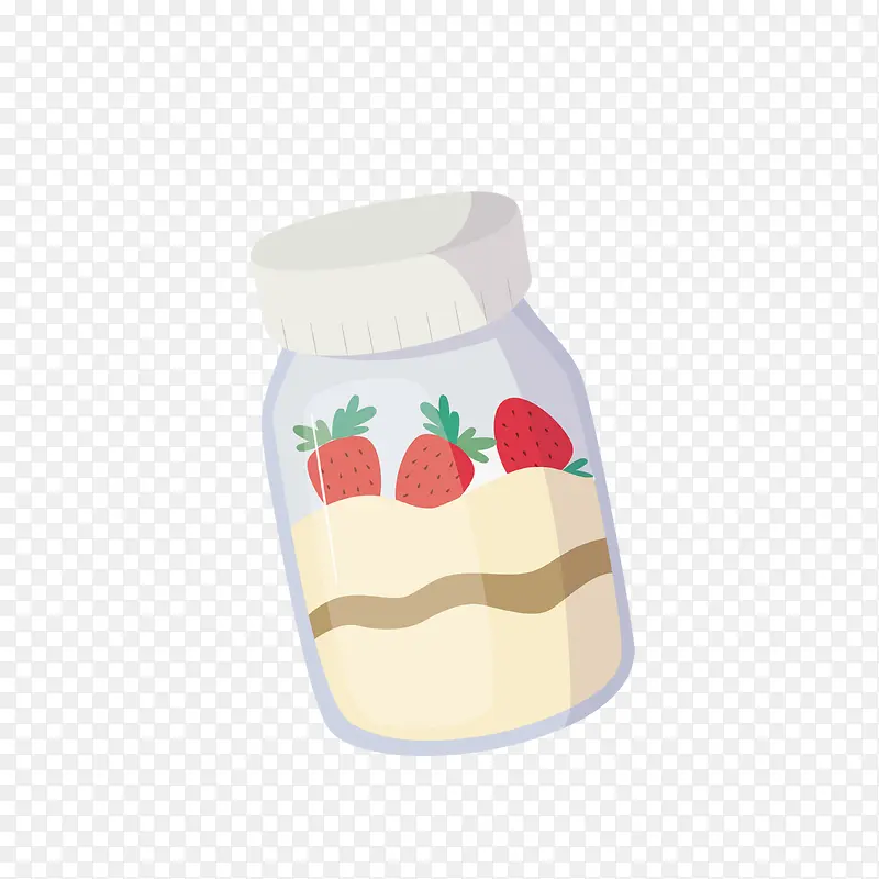 卡通草莓牛奶瓶素材