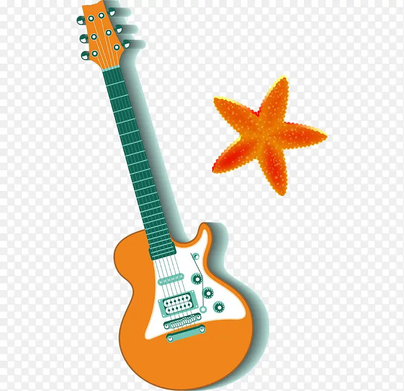 卡通吉他乐器和星星