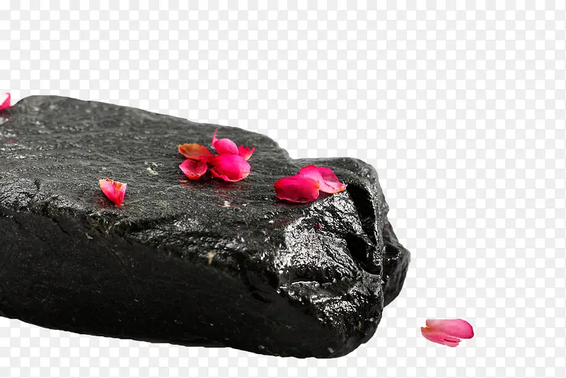 黑色石头上的花卉