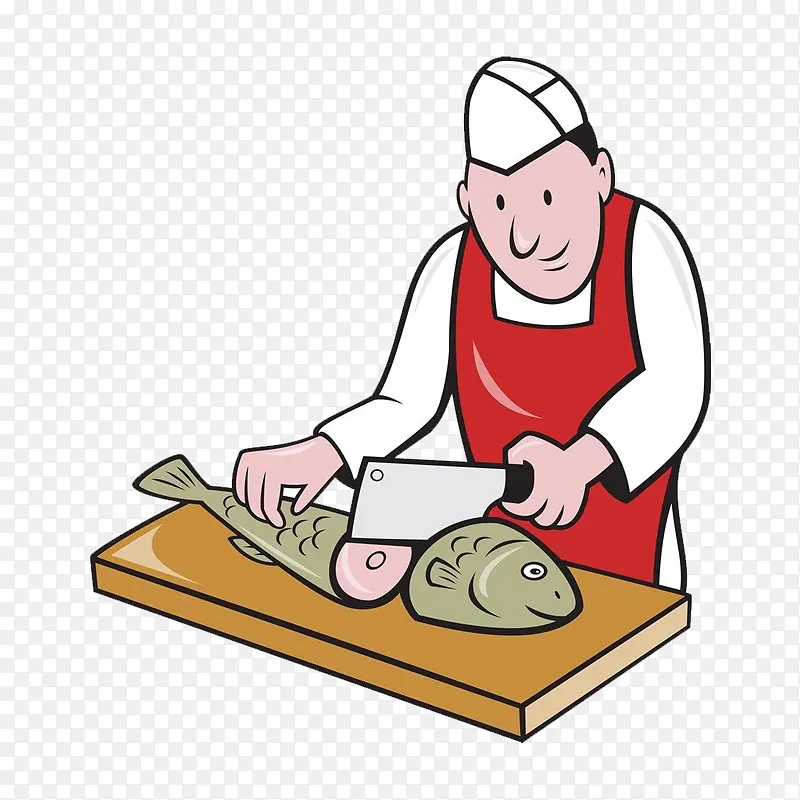 卡通厨师做鱼