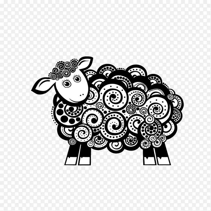 手绘插画羊
