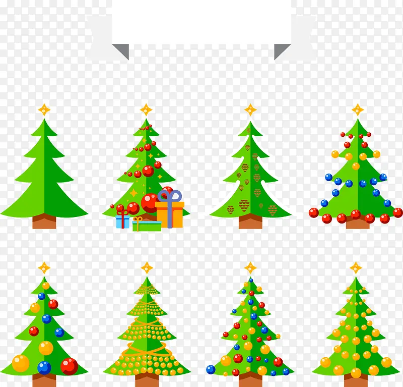 圣诞绿色卡通小树