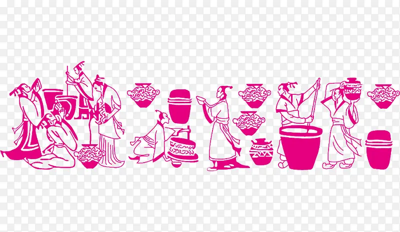 古代酿酒图插图元素