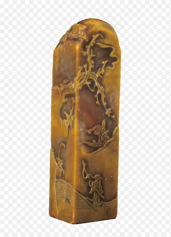 黄色玉石古印
