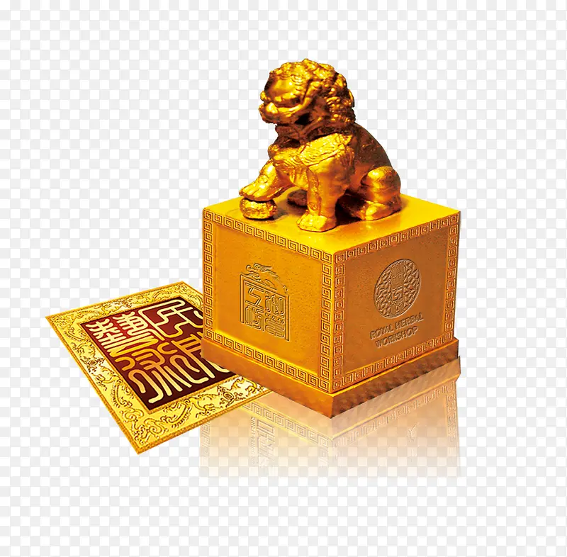 金色印章石狮子