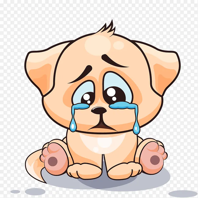 卡通哭泣伤心的小狗