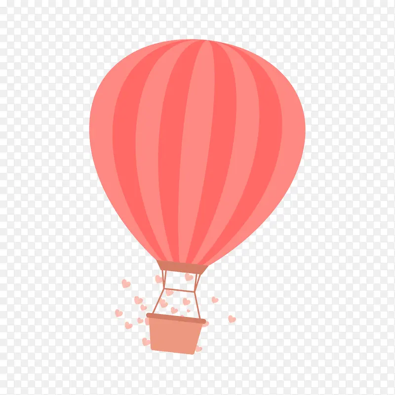 手绘粉色热气球节日元素