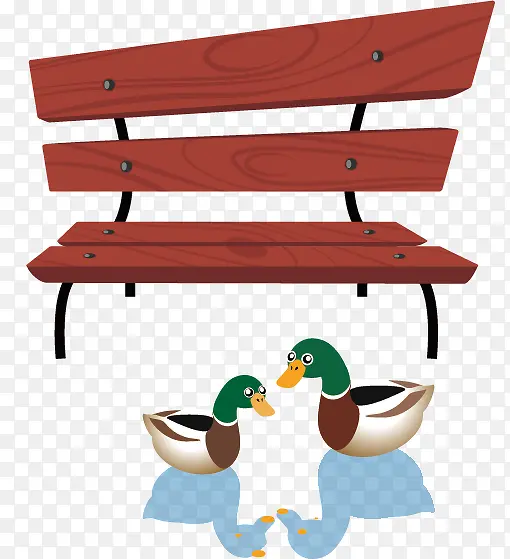 两只鸭子和凳子矢量图片