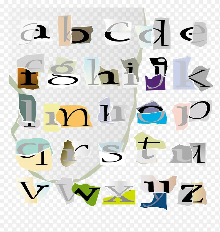 碎纸片拼成的字母矢量素材