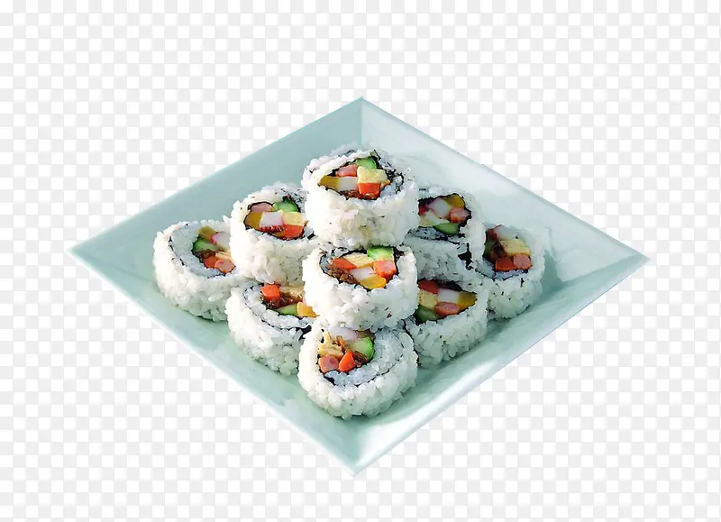 白色方形盘子里的寿司
