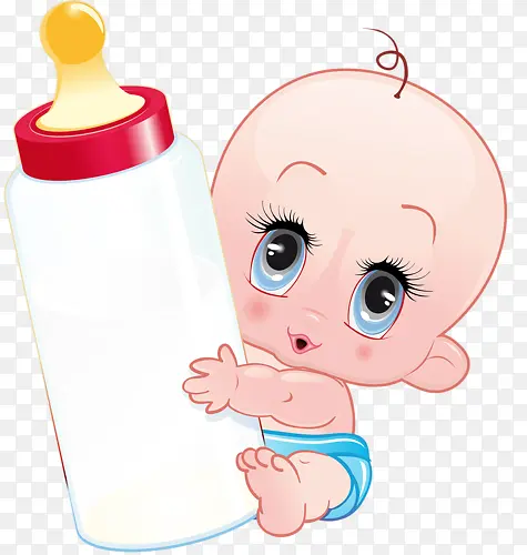 宝宝抱奶瓶