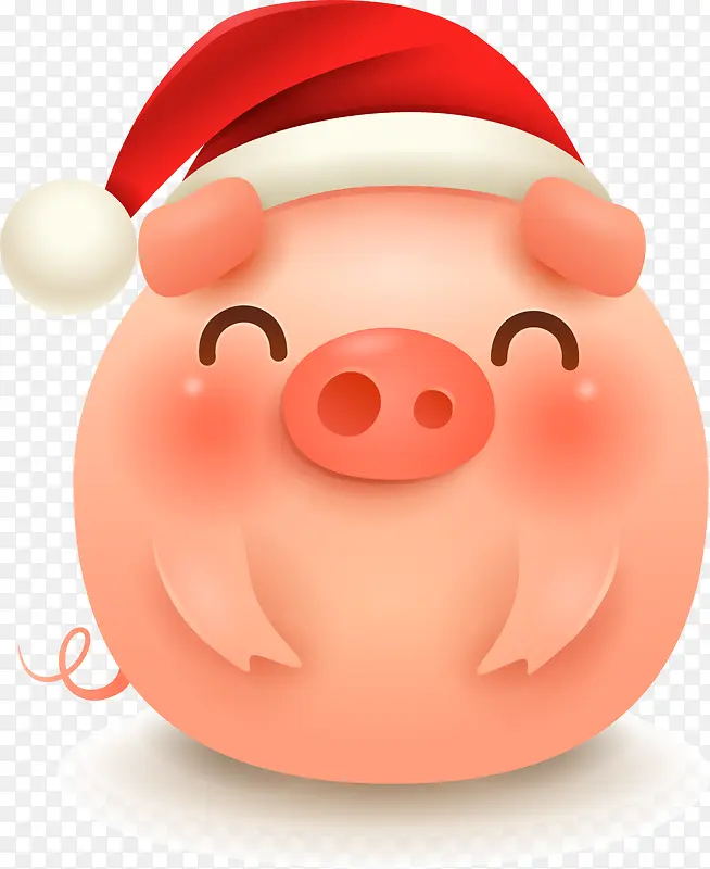 C4D戴圣诞帽圆滚滚的猪形象装