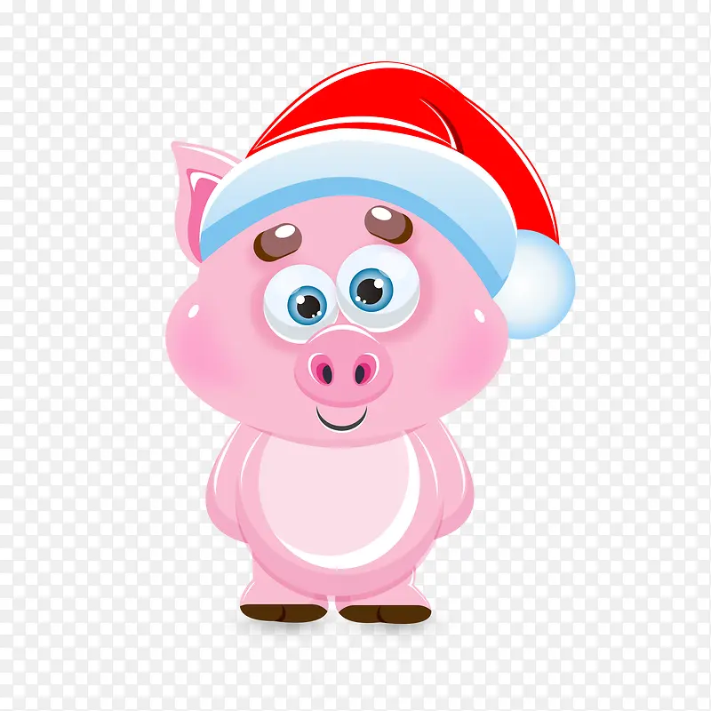 戴着圣诞帽的小猪设计