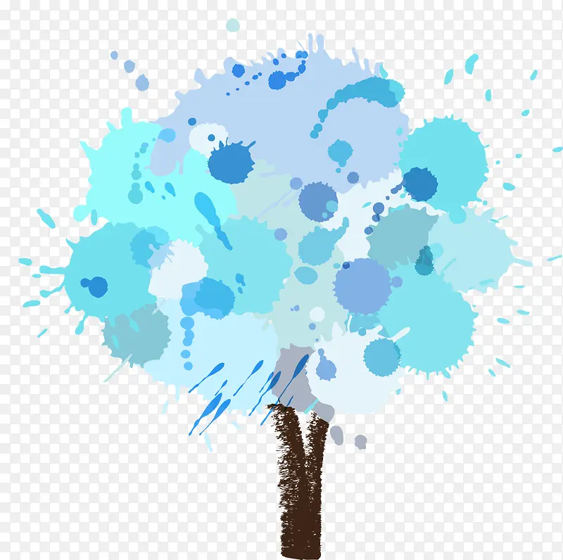 蓝色泼墨创意大树