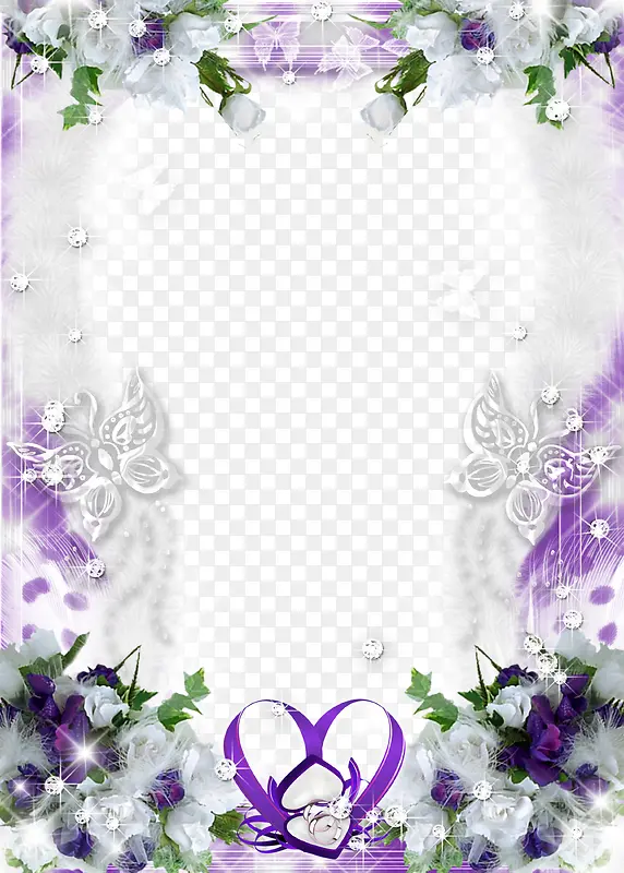 紫色花朵蝴蝶边框