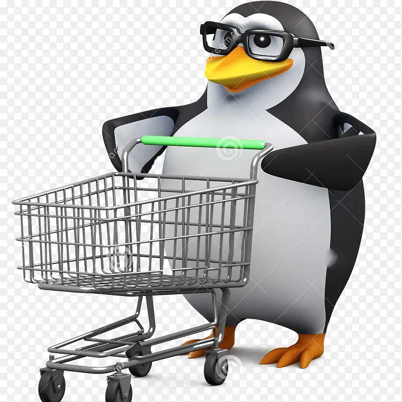 企鹅推空购物车png图片
