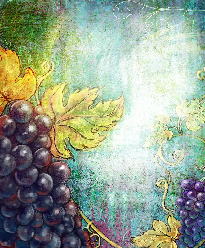 葡萄水果油画