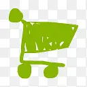 绿色的购物手推车符号图标