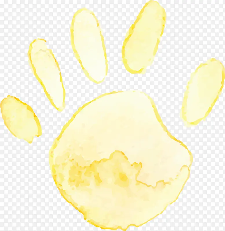 黄色水彩手掌印插画装饰